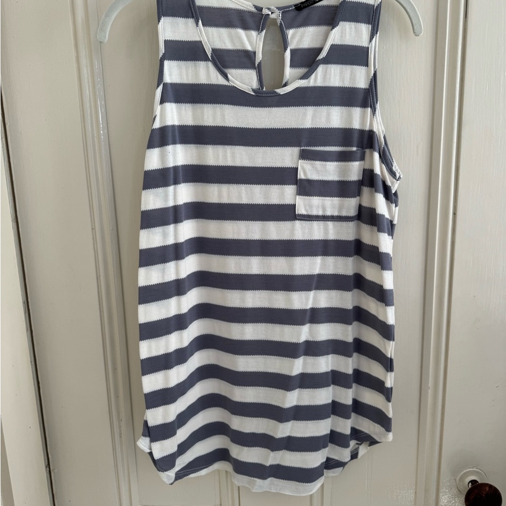 Papermoon Gray and White Striped Tank Top